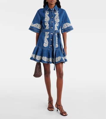 Vestido corto de denim con paisley | Alémais