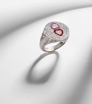 18kt white gold ring with diamonds and enamel | Kamyen