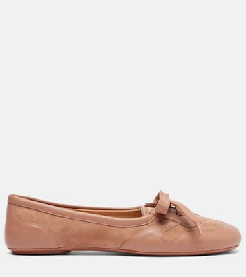 Leather-trimmed suede ballet flats | Gianvito Rossi