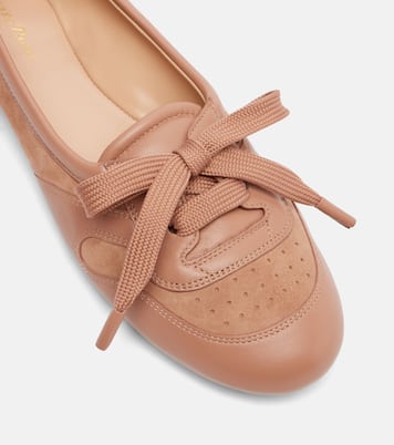 Leather-trimmed suede ballet flats | Gianvito Rossi