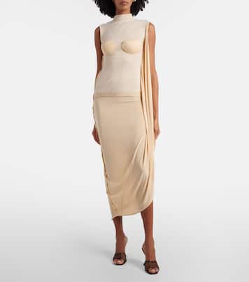 Lace-trimmed semi-sheer midi dress | Jean Paul Gaultier