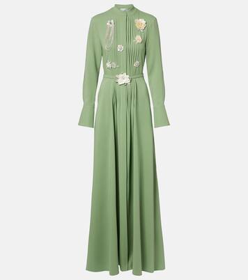 Embroidered silk-blend georgette gown | Oscar de la Renta