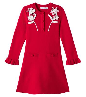 Floral-appliqué wool and cotton-blend dress | Self-Portrait Kids
