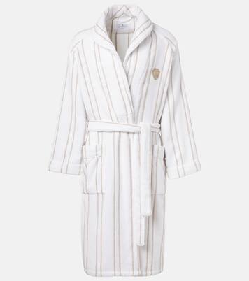 Striped cotton terry bathrobe | Brunello Cucinelli