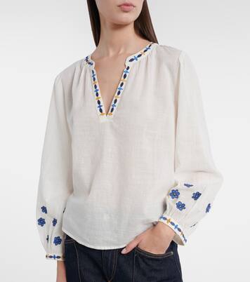 Amani embroidered cotton blouse | Velvet