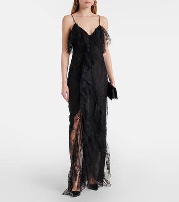 Ruffled sheer lace gown | Blumarine