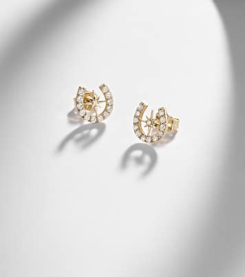 Ohrringe Horseshoe Starburst aus 14kt Gelbgold (585/1000) mit Diamanten | Sydney Evan