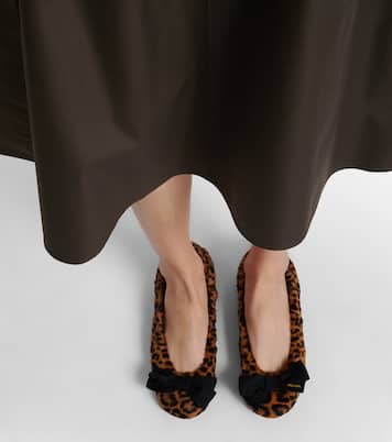 Leopard-print calf hair ballet flats | Prada