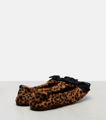 Leopard-print calf hair ballet flats | Prada