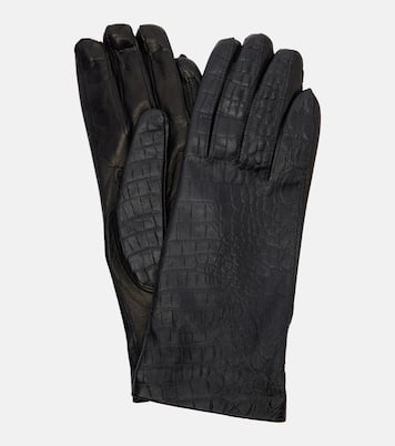 Croc-effect leather gloves | Toteme