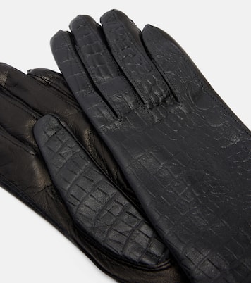 Croc-effect leather gloves | Toteme