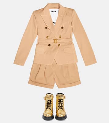 Blazer de algodón de doble botonadura | Balmain Kids