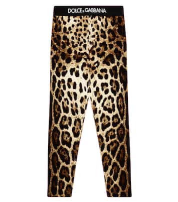 Printed cotton-blend jersey leggings | Dolce&Gabbana Kids
