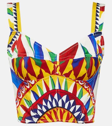 Printed silk-blend bustier top | Dolce&Gabbana
