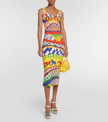Printed silk-blend bustier top | Dolce&Gabbana