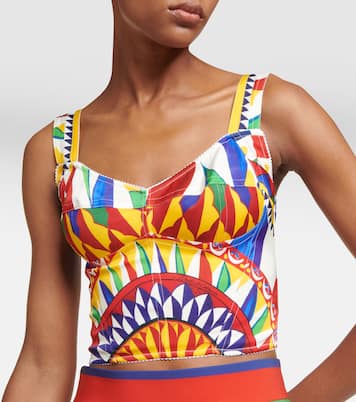 Printed silk-blend bustier top | Dolce&Gabbana