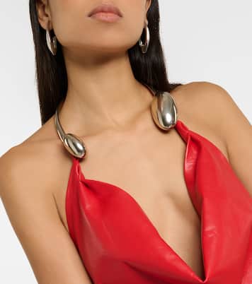 Vestido de fiesta fruncido de piel | Simkhai