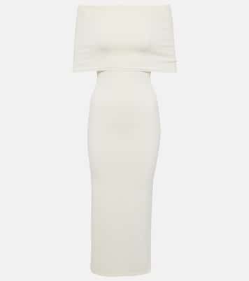 Vestido midi acanalado sin hombros | Wardrobe.NYC