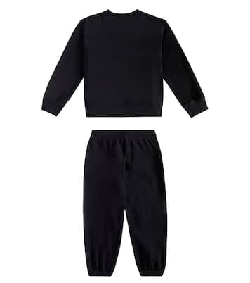 Printed jersey sweatshirt and sweatpants set in black