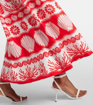 Red Ainika Shell linen-blend maxi skirt | Farm Rio