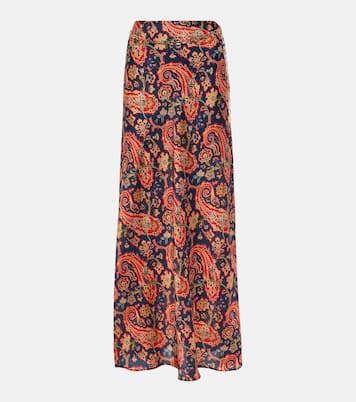 Gonna lunga in raso con stampa paisley | Rabanne