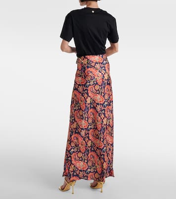 Gonna lunga in raso con stampa paisley | Rabanne