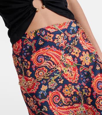 Gonna lunga in raso con stampa paisley | Rabanne