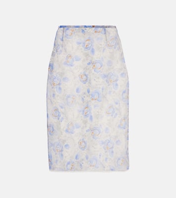 Jupe crayon à fleurs | Prada