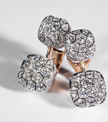 Boucles d'oreilles Nudo en or rose et blanc 18 ct et diamants | Pomellato