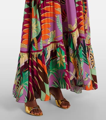Abito lungo in seta con stampa e cut-out | Camilla