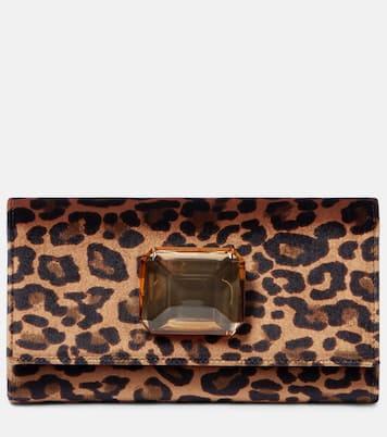 Jaipur Mini leopard-print velvet clutch | Gianvito Rossi