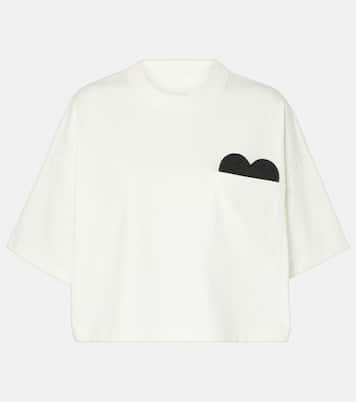 Camiseta cropped de jersey de algodón con piel | Bottega Veneta