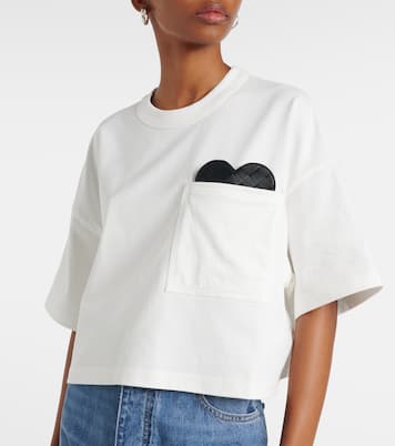 Camiseta cropped de jersey de algodón con piel | Bottega Veneta