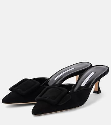 Mules Maysale 50 in suede | Manolo Blahnik