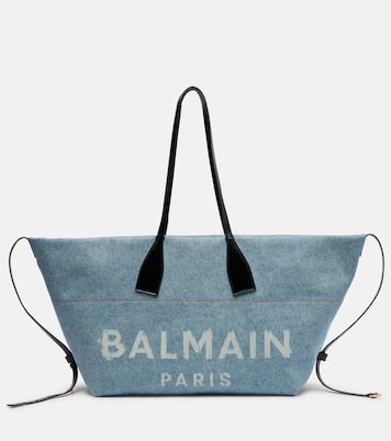 Cabas Track en denim et cuir | Balmain