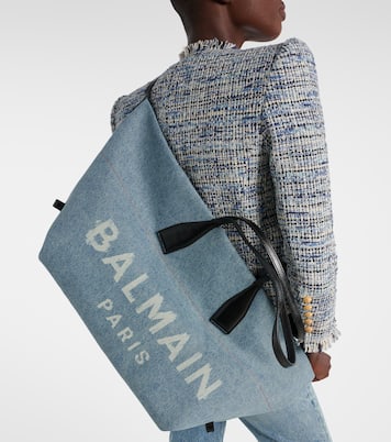 Cabas Track en denim et cuir | Balmain