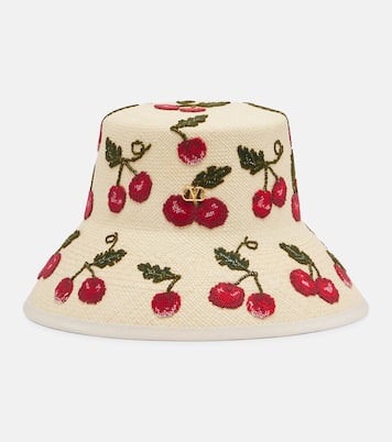 Cherryfic embroidered straw sun hat | Valentino