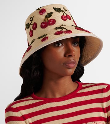 Cherryfic embroidered straw sun hat | Valentino