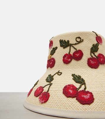 Cherryfic embroidered straw sun hat | Valentino
