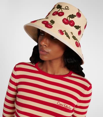 Cherryfic embroidered straw sun hat | Valentino