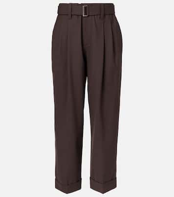Belted wool-blend wide-leg pants | Brunello Cucinelli