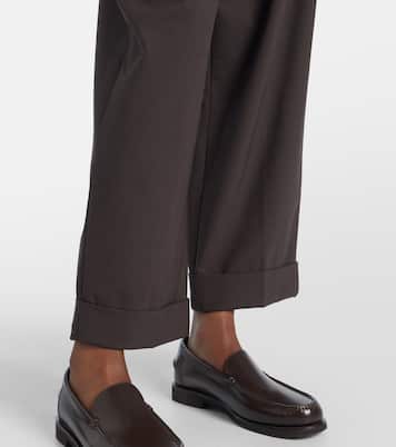 Belted wool-blend wide-leg pants | Brunello Cucinelli