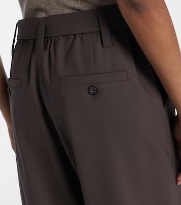Belted wool-blend wide-leg pants | Brunello Cucinelli