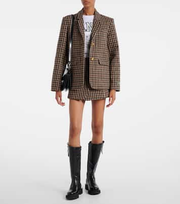 Checked wool wrap skirt | Ganni