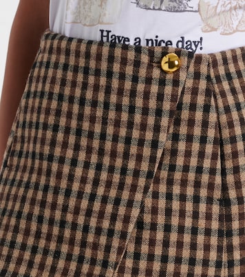 Checked wool wrap skirt | Ganni