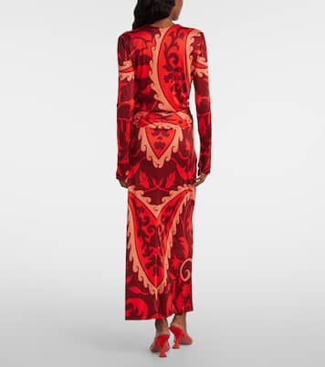 Gathered printed jersey midi dress | Johanna Ortiz