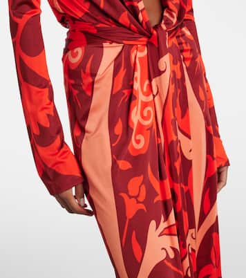 Gathered printed jersey midi dress | Johanna Ortiz