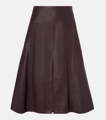 Low-rise leather midi skirt | Alaïa