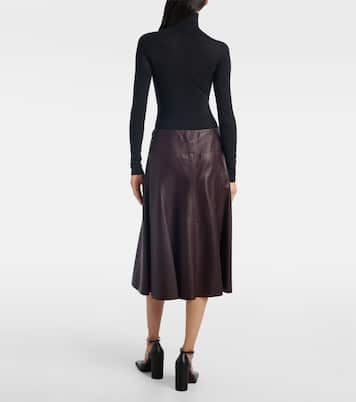 Low-rise leather midi skirt | Alaïa