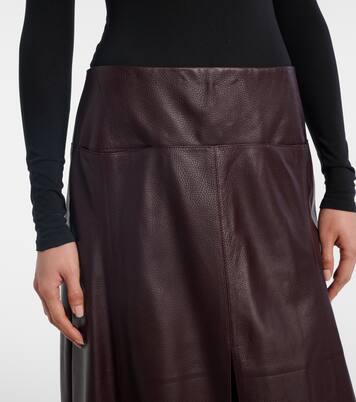 Low-rise leather midi skirt | Alaïa
